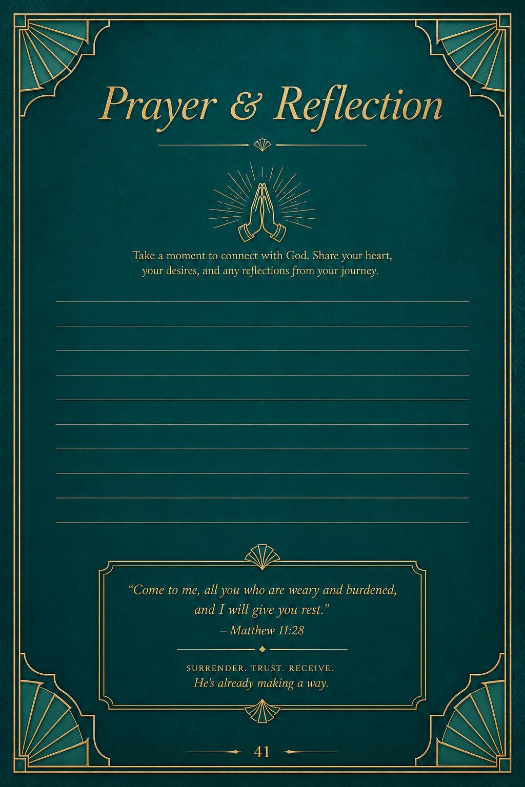 Prayer & Reflection — guided writing page