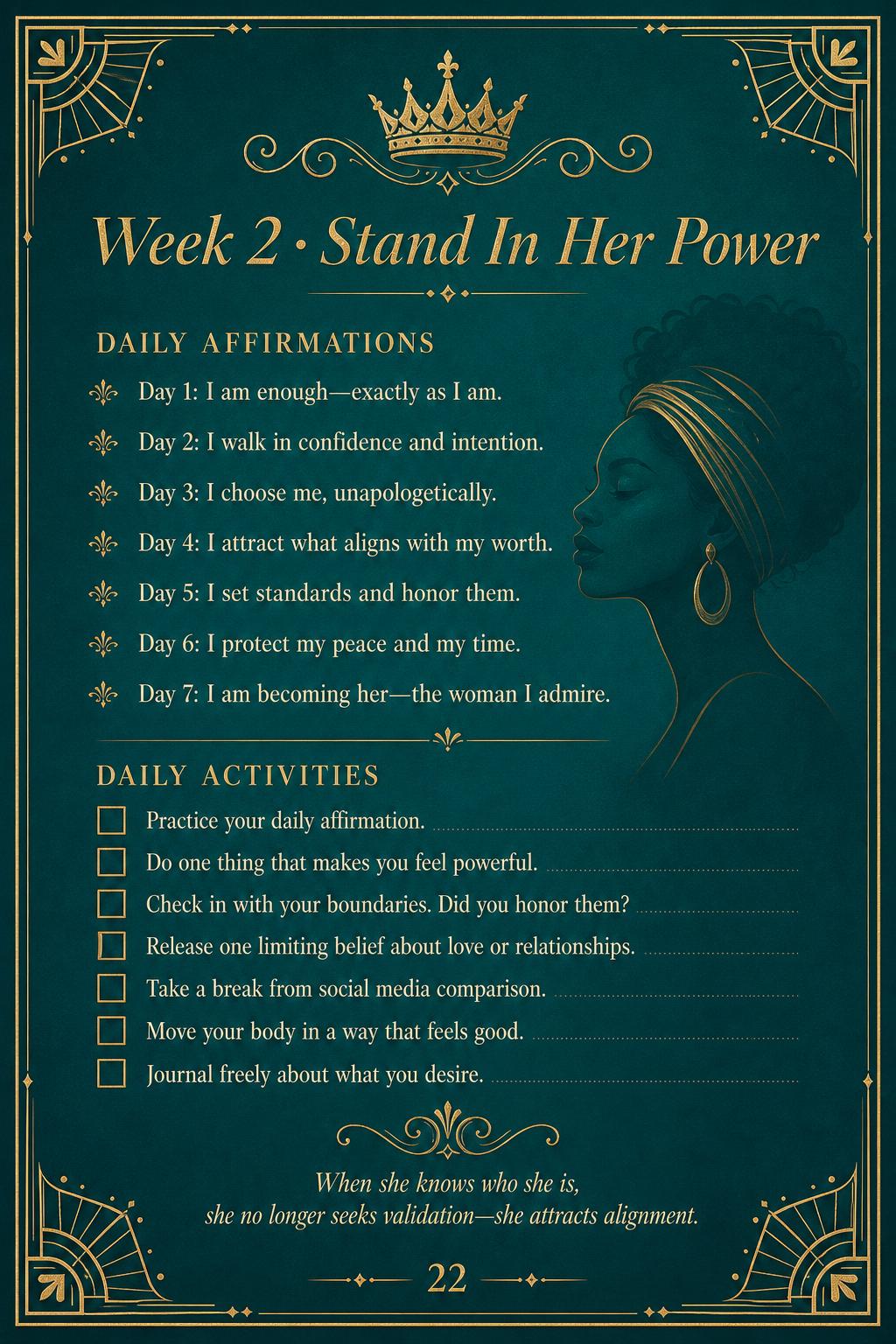 Week 2 · Stand In Her Power — interactive checklist